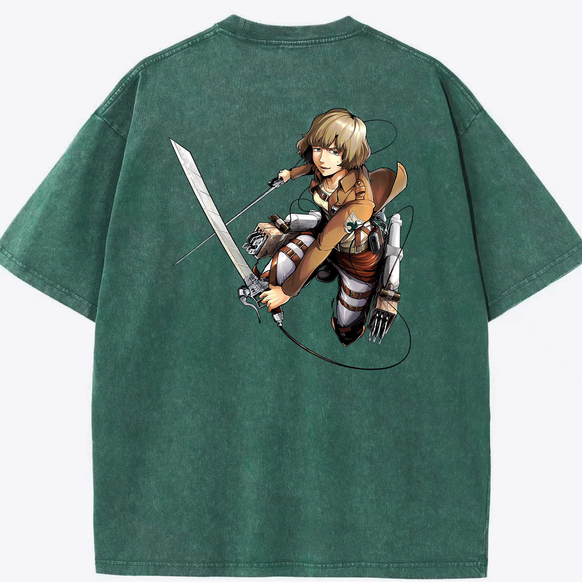 （画像用） 進撃の巨人 ヒツチ Attack on Titan Hitch 綿100% ヴィンテージ風 半袖Tシャツ（背面プリント）